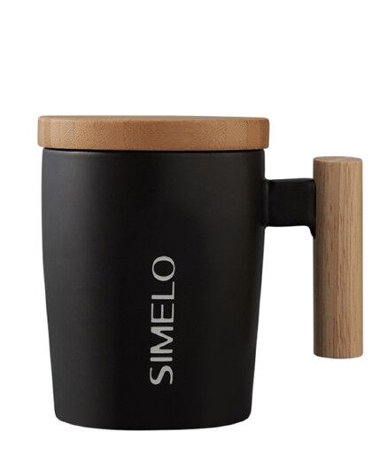 Кружка Temei Creative Ceramic Mug With Wooden Handle 400ml (Black/Черный) 