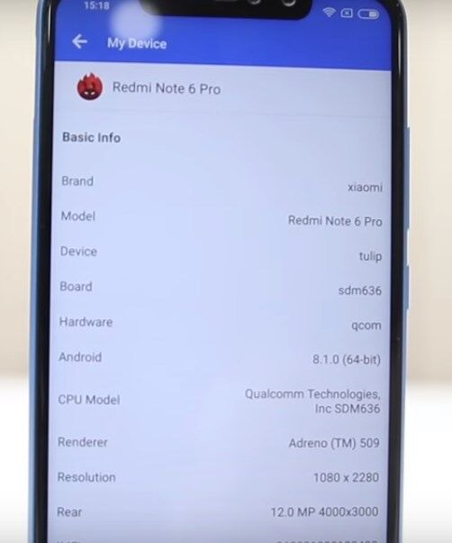 Технические характеристики Redmi Note 6 Pro