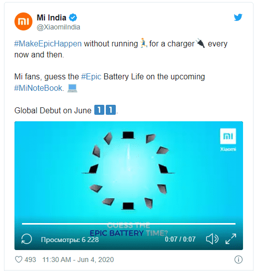Mi Notebook должен был появиться в Индии 11 июня