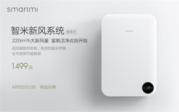 Новый очиститель воздуха Xiaomi Smartmi Fresh Air System Wall Mounted